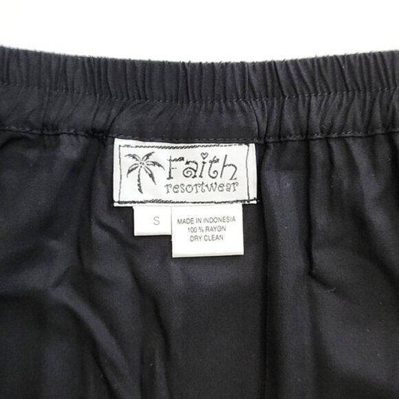 Faith Resortwear Black Long A-Line Skirt White Pineapple Print Sequins Sz Small - Picture 9 of 14